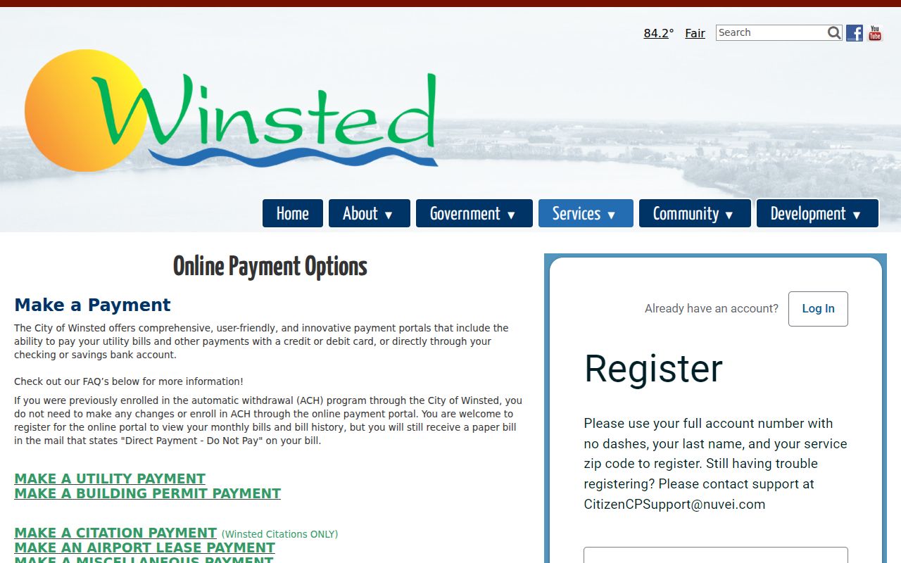 McLeod County traffic warrant: Winsted online payments page with the Winsted citations only label