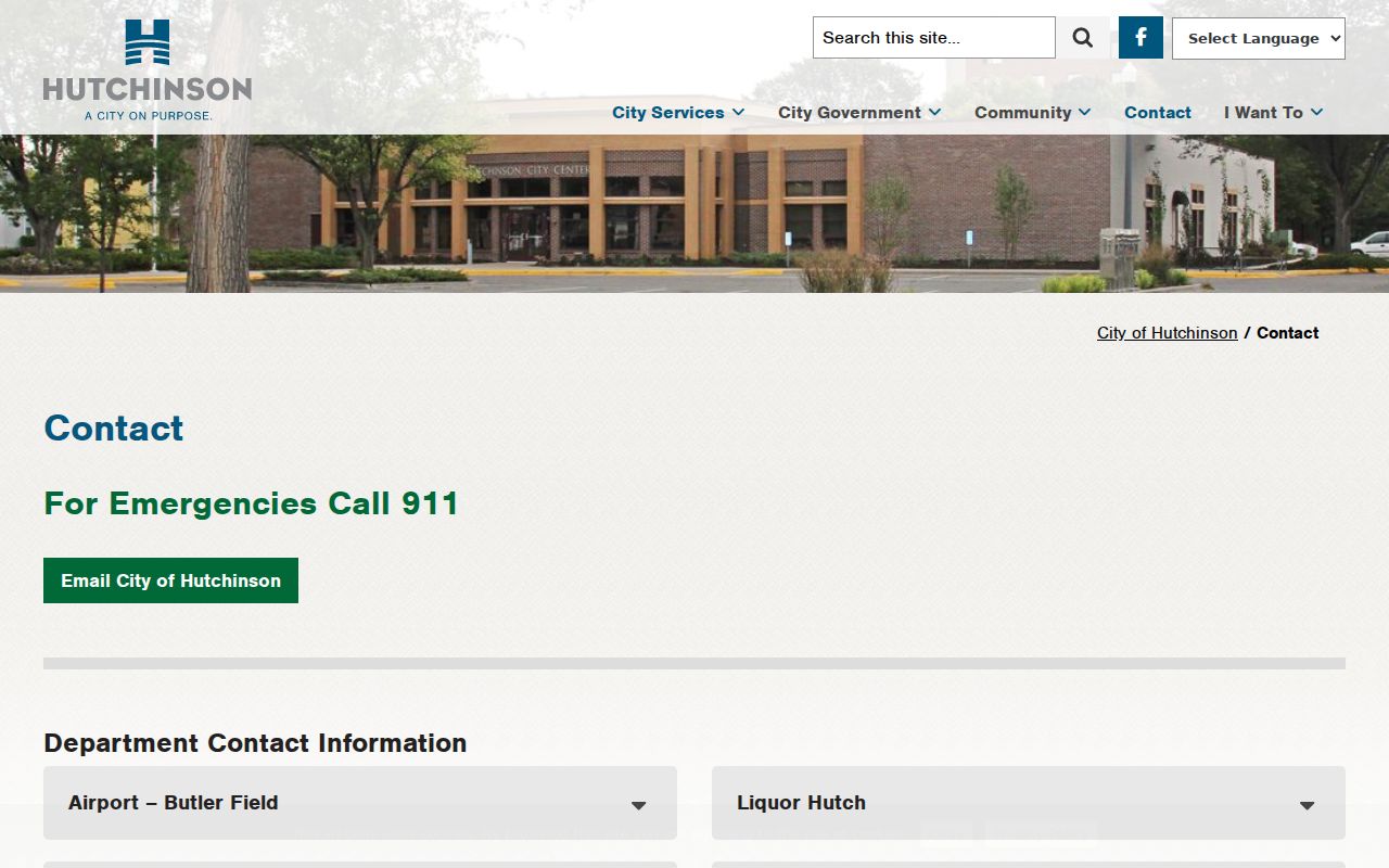 Hutchinson warrant records: Hutchinson Police Services contact page with address and 24-hour phone line